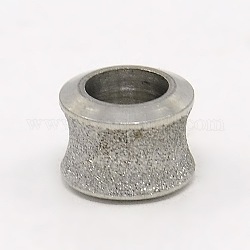 Perline strutturate a grandi fori in acciaio inossidabile, colore acciaio inossidabile, 10x7mm, Foro: 6 mm