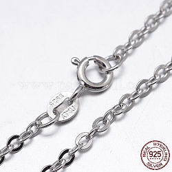 Collane con catenella portacavi in argento sterling placcato rodio, con chiusure di anello di primavera, platino, 925 pollice, 18mm