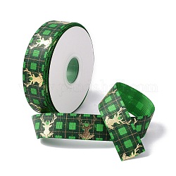 25 Yard flaches, mit Weihnachtsmotiven bedrucktes Ripsband aus Polyester, für diy Schmuck machen, grün, 7/8~1 Zoll (23~25 mm)