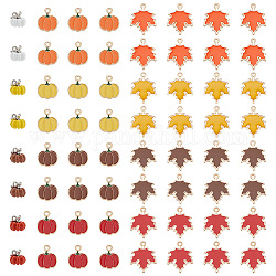 OLYCRAFT 64pcs 12 Styles Maple Leaf Pendants Fall Pumpkin Charms Autumn Theme Alloy Enamel Charm Pendants 3D Pumpkin Pendant for Thanksgiving Halloween DIY Bracelet Necklace Earrings Jewelry Making