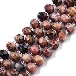Chapelets de perles en rhodonite naturelle, avec des perles de rocaille, facette, rondelle, 8x6mm, Trou: 1mm, Environ 20~22 pcs/chapelet, 7.09 pouce (18 cm)