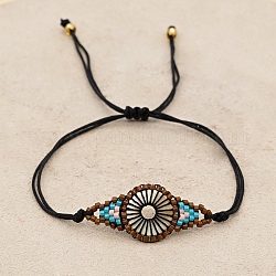 Braccialetto di perline intrecciate con semi di miyuki, braccialetto fortunato per la protezione del malocchio per le donne, marrone noce di cocco, 11 pollice (28 cm)
