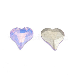 K9 cabujones de cristal de rhinestone, puntiagudo espalda y dorso plateado, facetados, corazón, violeta, 13x12x4mm