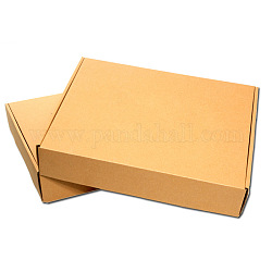 Boîte pliante en papier kraft, Boîte de carton ondulé, boîte postale, tan, 40x28.5x6 cm