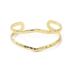 Rack Plating Brass Cuff Bangles, Open Bangles for Women, Cadmium Free & Lead Free, Real 18K Gold Plated, 5/8~1-1/8 inch(1.5~2.9cm), Inner Diameter: 5/8x2-3/8 inch(4.8x6cm)