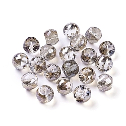 Perles en verre electroplate, arc-en-ciel plaqué, facette, ronde, tan, 11x8mm, Trou: 1mm