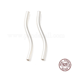 925 Sterling Silver Beads, Wavy Tube Beads, Silver, 24x2mm, Hole: 1.2mm, about 25pcs/10g