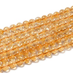 Chapelets de perles de citrine naturelle, ronde, citrine, 8mm, Trou: 1mm, Environ 50 pcs/chapelet, 15.5 pouce