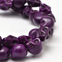 Dyed Synthetic Turquoise Bead Strands, Skull, Purple, 8x6x7mm, Hole: 1mm, about 48~49pcs/strand, 15.3~15.5 inch