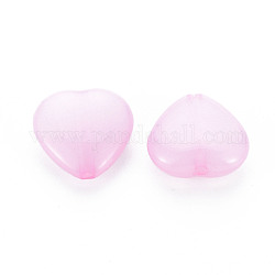 Прозрачные акриловые бусины, окрашенные, сердце, розовый жемчуг, 13.5x14x6 мм, отверстие : 1.5 мм, Около 775 шт / 500 г