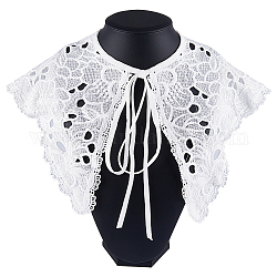 GORGECRAFT 1 Box Halloween Christmas Embroidery Collar Mini Cape Dickey Detachable False Collars White Hollow Out Flower Capes Decorative Applique Neckline Shirt Lapel with Rope for Women Dress Blouse