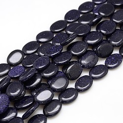 Synthetic Blue Goldstone Beads Strands, Flat Oval, 18x13x5mm, Hole: 1.5mm, about 20pcs/strand, 15.74 inch