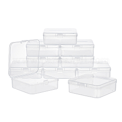 SuperZubehör 10 Stück quadratische transparente Kunststoffperlenbehälter mit Deckel 7.5x7.5x2.6 cm Perlensortierbehälter Box Etui für Schmuckperlen Pillen Kleinteile