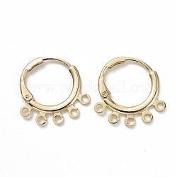 Серьги-кольца из латуни для женщин, с 5 петлей, золотые, 12 датчик, 18.5x18.5x2 мм, штифты : 0.8 мм, отверстие : 1.6 мм