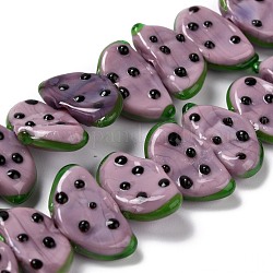 Handmade Lampwork Beads Strands, Fruit, Thistle, 10x18.5x5mm, Hole: 1.6mm, about 25pcs/strand, 9.76 inch(24.8cm)