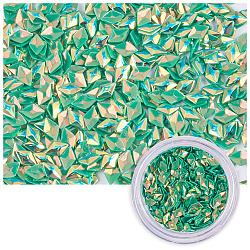 Glitter scintillante per unghie, paillettes manicure, unghie scintillanti fai-da-te, rombo, verde, 3.5x2.5x1.5mm, 1 g / scatola