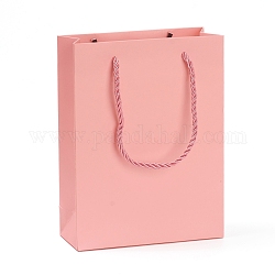 Kraft Paper Bags, Gift Bags, Shopping Bags, Wedding Bags, Rectangle with Handles, Pink, 20x15.1x6.15cm
