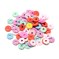 Manuell Polymer Ton Perlen, Disc / Flachrund, heishi Perlen, Mischfarbe, 7~7.5x1~2 mm, Bohrung: 2 mm, ca. 333 Stk. / 20 g