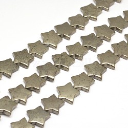 Star Natural Pyrite Beads Strands, 20x20x5mm, Hole: 1mm, about 23pcs/strand, 15.7inch