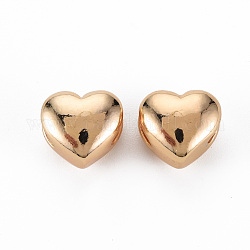 Perline in ottone, nichel libero, cuore, vero placcato oro 18k, 10x11x8mm, Foro: 5x2 mm
