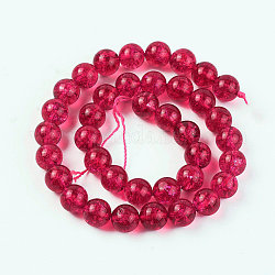 Tinti rotonde perline crepitio naturale quarzo fili, rosa intenso, 10mm, Foro: 1 mm, circa 38pcs/filo, 15.5 pollice