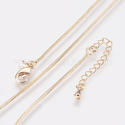Collares de cadena de serpiente de latón chapado de larga duración, con cierre de pinza, sin níquel, real 18k chapado en oro, 18.1 pulgada (46 cm), 1mm