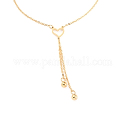 Colliers de lariat en 304 acier inoxydable, colliers avec pendentifs, avec fermoir pince de homard, coeur et rond, or, 16.25 pouce (41.3 cm)