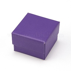 Картонные коробки для сережек, с черной губкой, для ювелирной подарочной упаковки, фиолетовые, 5x5x3.4 см