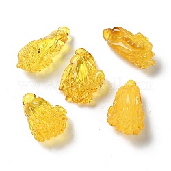 Natural Baltic Amber Vegetables Pendants, Cabbage Charms, 21x10x6.5mm, Hole: 0.7mm