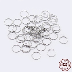 925 annello aperto in argento sterling placcato rodio, anelli rotondi, platino, 19 gauge, 9x0.9mm, diametro interno: 7mm, circa 59pcs/10g