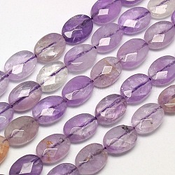 Natural Amethyst Beads Strands, Faceted, Oval, Amethyst, 14x10x5mm, Hole: 1mm, about 28pcs/strand, 15.7 inch