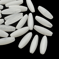 Reis Nachahmung Edelstein Acryl-Perlen, Langgestreckte ovale Perlen, weiß, 28x9x9 mm, Bohrung: 2 mm, ca. 400 Stk. / 500 g