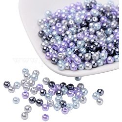Silbergraue Mischung pearlized Glas Perlen, Mischfarbe, 4 mm, Bohrung: 1 mm, ca. 400 Stk. / Kasten