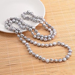 Collier de perles de pépites de perles naturelles, gris foncé, 62.9 pouce