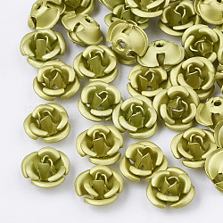 Алюминия бисера, матовые, долговечный, 3-лепестков цветка, желто-зеленый, 6x4.5 мм, отверстие : 0.8 мм