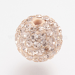 Abalorios del Diamante de imitación checo, pp13 (1.9~2 mm), Pave bolas de discoteca, arcilla polimérica, redondo, 362 melocotón _Light, 9.5~10mm, agujero: 1.8 mm, sobre 60~70pcs diamantes de imitación / bola
