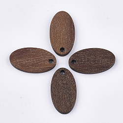 Colgantes de madera de nogal, oval, saddle brown, 20x11x2.5~3mm, agujero: 1.8 mm