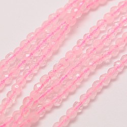 Natural Rose Quartz Beads Strands, Faceted Round, 2mm, Hole: 0.8mm, about 190pcs/strand, 16 inch