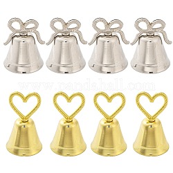 Chgcraft 8 pz 2 stili cuore/bowknot e clip per appunti in lega di campana, supporto per supporto per foto con note di messaggio, per la decorazione di nozze, di platino e d'oro, 39.5~40x51~66mm, 4pcs / style