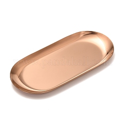 Oval 430 Stainless Steel Jewelry Display Plate, Cosmetics Organizer Storage Tray, Rose Gold, 178.5x85x10mm