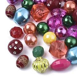 Perles acryliques, formes mixtes, couleur mixte, 11~18x10~16x7~16mm, Trou: 1.4~2.5mm