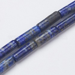 Natürlicher Lapislazuli Perlenstränge, Tube, 13~14x3.5~5 mm, Bohrung: 1 mm, ca. 29 Stk. / Strang, 15.1~15.7 Zoll (385~400 mm)