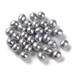 Perlas de agua dulce cultivadas naturales teñidas, medio-perforado, arroz, grado 5 un, gris oscuro, 6~7x6~6.5mm, agujero: 0.9 mm