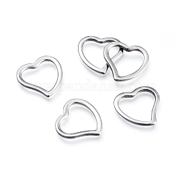 304 Stainless Steel Linking Rings, Heart, Stainless Steel Color, 14.5x15x1.5mm, Inner Diameter: 10x11.5mm