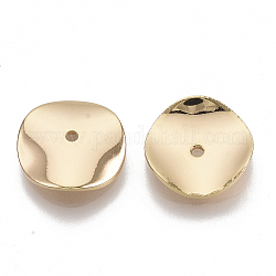 Latón entrepieza de abalorios, sin níquel, plano y redondo, real 18k chapado en oro, 12x2mm, agujero: 1.2 mm