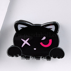 Pinzas para el cabello con garra de PVC con forma de gato Catton, accesorios para el cabello diy, negro, 47x64x42mm