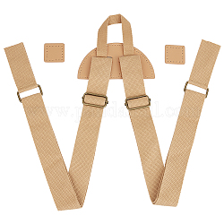 Wadorn 1 ensemble de ceintures d'épaule réglables en nylon, coudre les bretelles du sac à dos, avec trouvaille en cuir et boucle en fer, burlywood, 692x159x5 & mm 40.5x40.5x2.8 mm, 3 pièces / kit