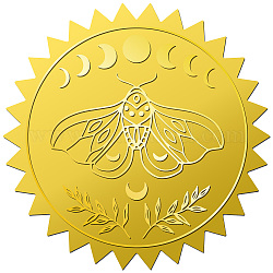 34 foglio di adesivi autoadesivi in lamina d'oro in rilievo, decalcomanie decorative con medaglia a punto rotondo per il sigillo della busta, insetti, 165x211mm, adesivi: 50mm, 12pcs / scheda