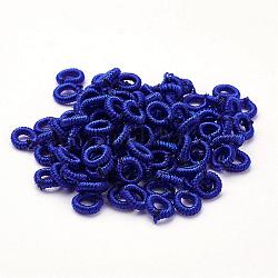 Polyester Weave Beads, Ring, Medium Blue, 6x2mm, Hole: 3mm, about 200pcs/bag