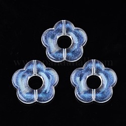 Transparent Acrylic Beads, Glitter Powder, Flower, Clear, 14x14.5x3.5mm, Hole: 1.5mm, about 1240pcs/500g